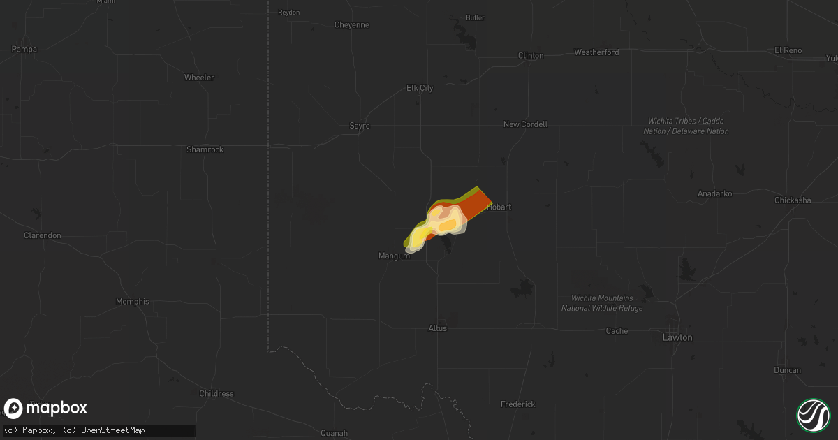Hail map in Granite, OK on April 30, 2024