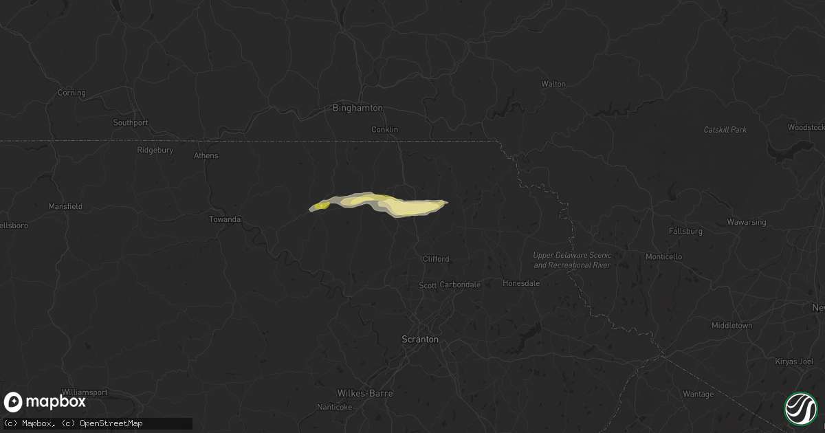 Hail map in Harford, PA on April 30, 2024