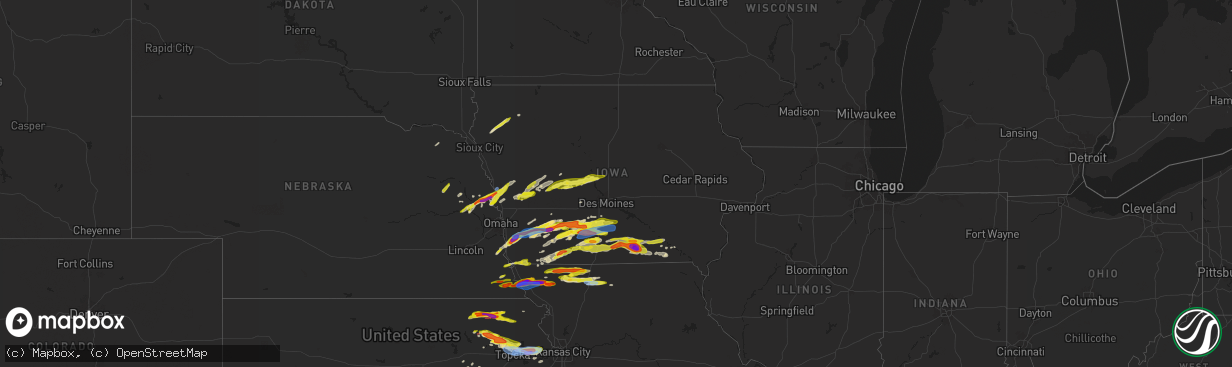 Hail map in Iowa on April 30, 2024