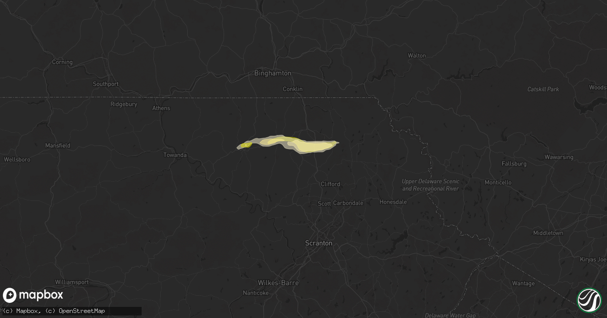 Hail map in Kingsley, PA on April 30, 2024