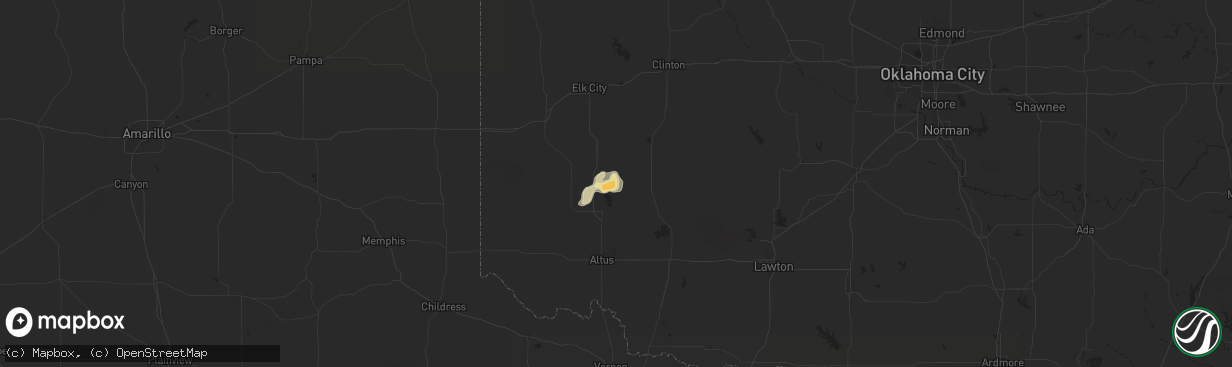 Hail map in Lone Wolf, OK on April 30, 2024