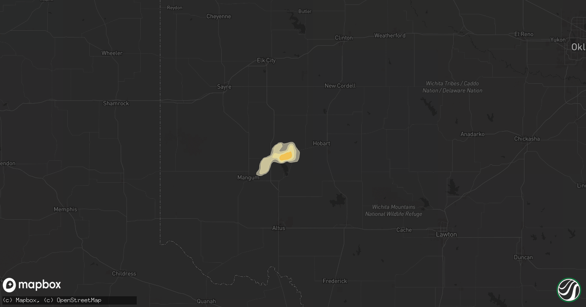 Hail map in Lone Wolf, OK on April 30, 2024
