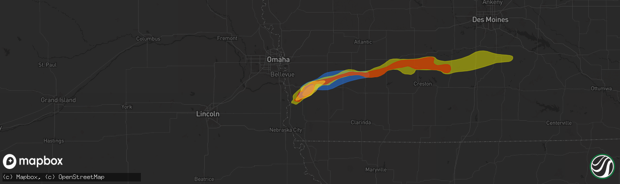 Hail map in Malvern, IA on April 30, 2024