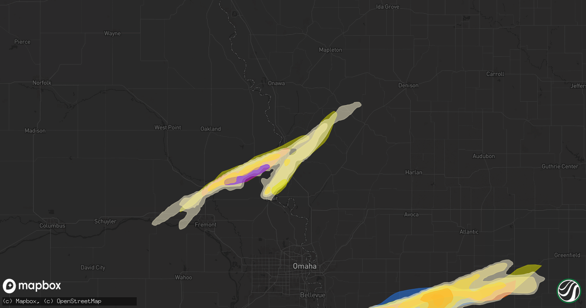 Hail map in Mondamin, IA on April 30, 2024
