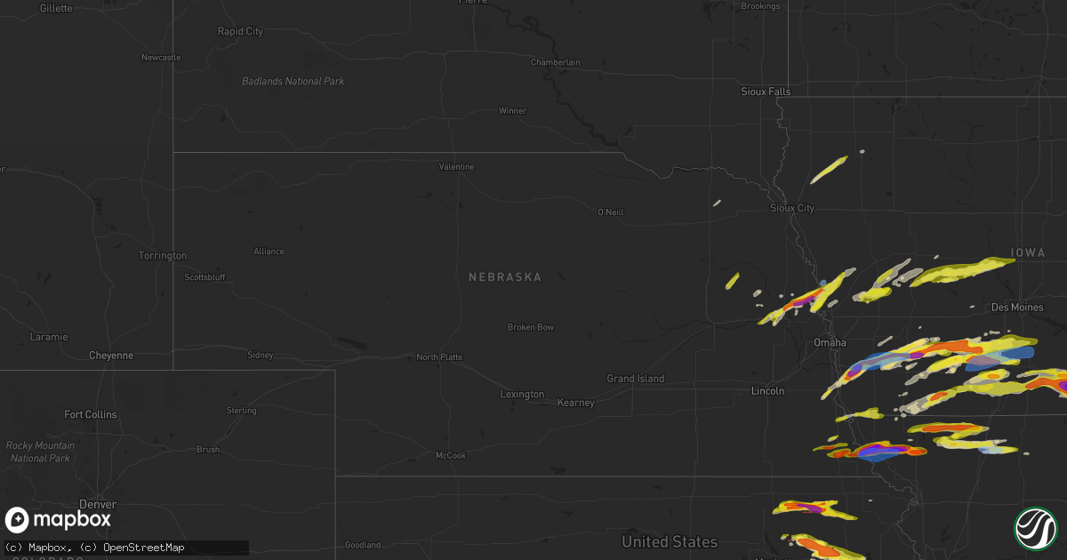 Hail map in Nebraska on April 30, 2024