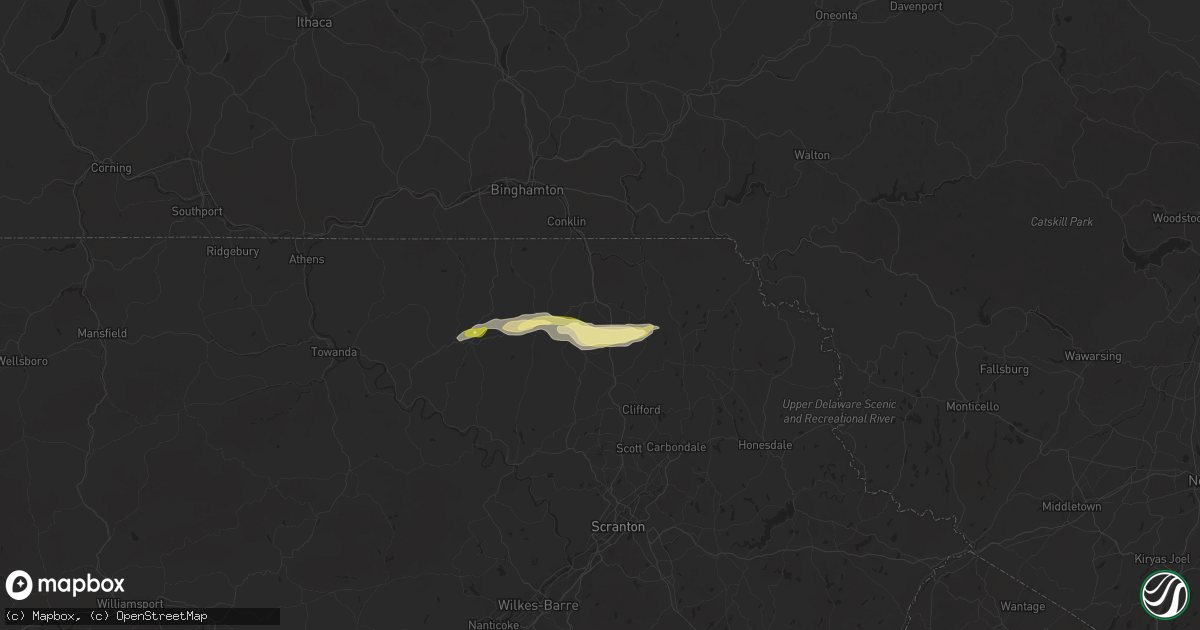 Hail map in New Milford, PA on April 30, 2024