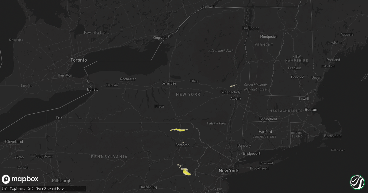 Hail map in New York on April 30, 2024