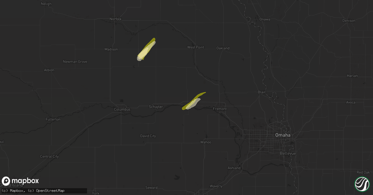 Hail map in North Bend, NE on April 30, 2024