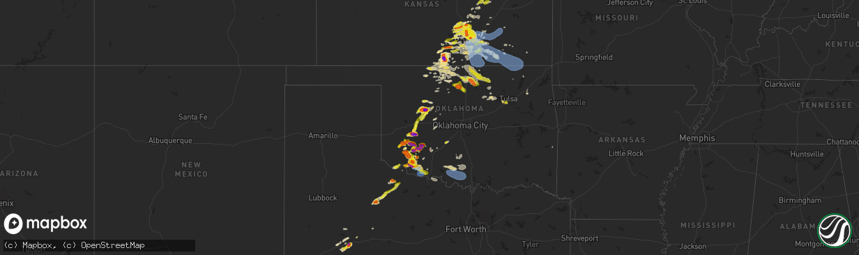 Hail map in Oklahoma on April 30, 2024
