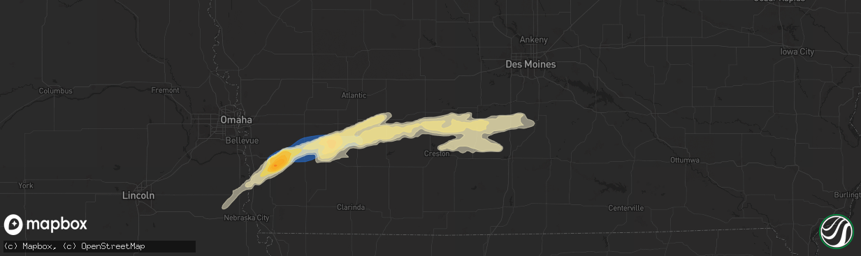Hail map in Orient, IA on April 30, 2024