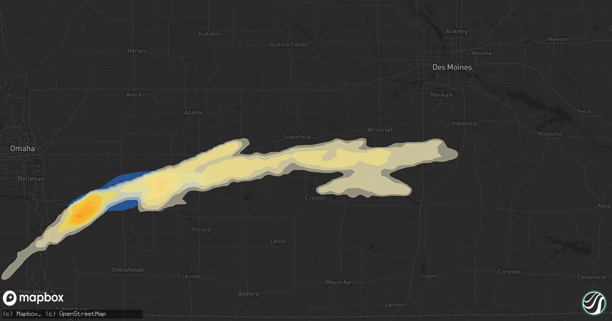Hail map in Orient, IA on April 30, 2024