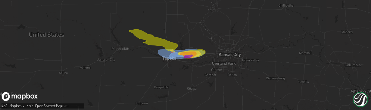 Hail map in Perry, KS on April 30, 2024