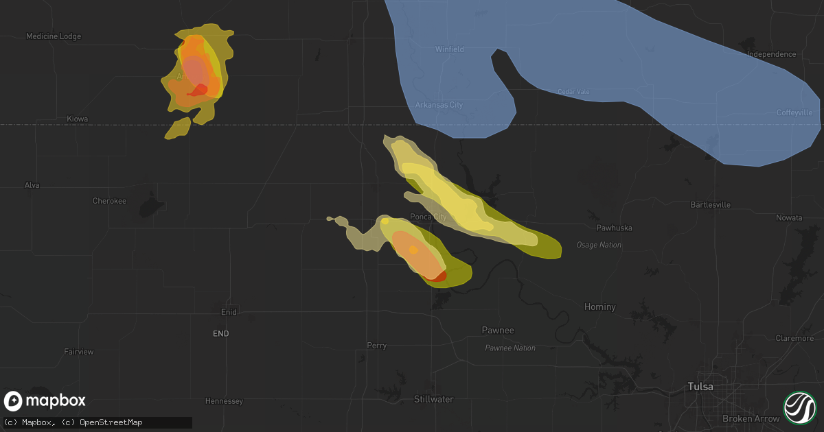 Hail map in Ponca City, OK on April 30, 2024