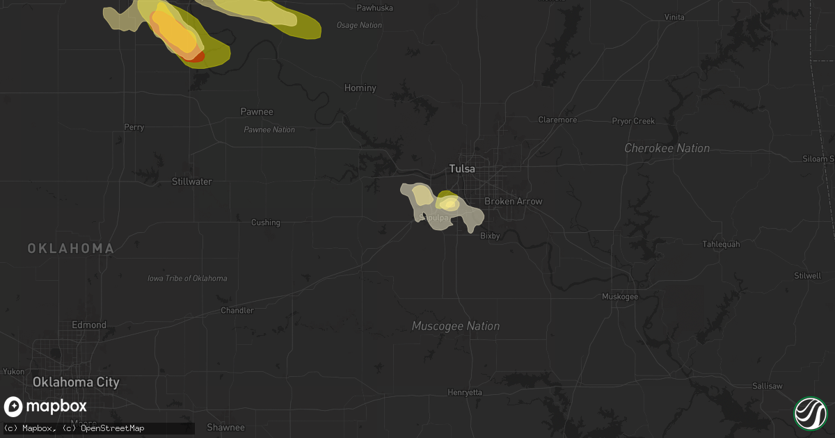 Hail map in Sapulpa, OK on April 30, 2024