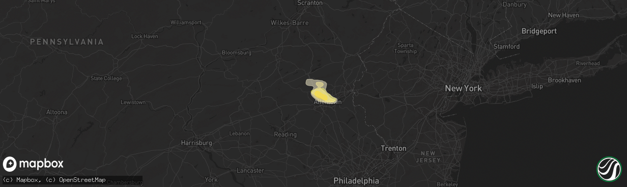 Hail map in Schnecksville, PA on April 30, 2024