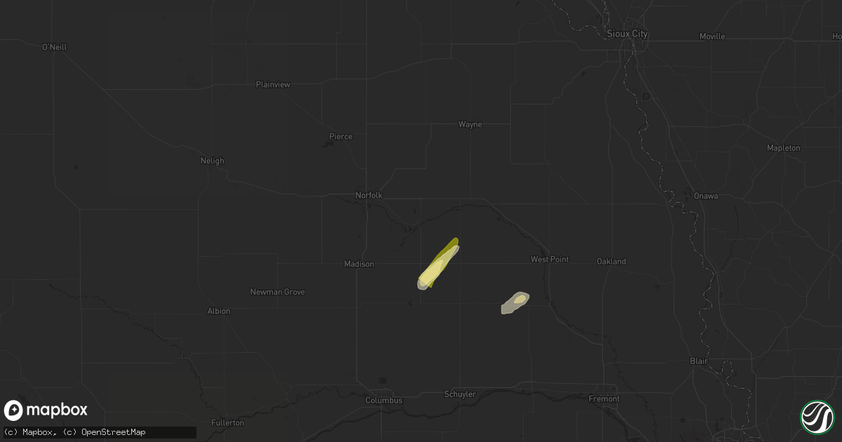 Hail map in Stanton, NE on April 30, 2024