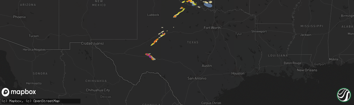 Hail map in Texas on April 30, 2024