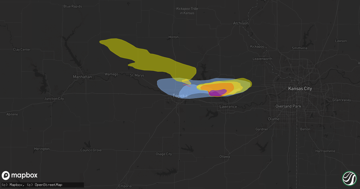 Hail map in Topeka, KS on April 30, 2024