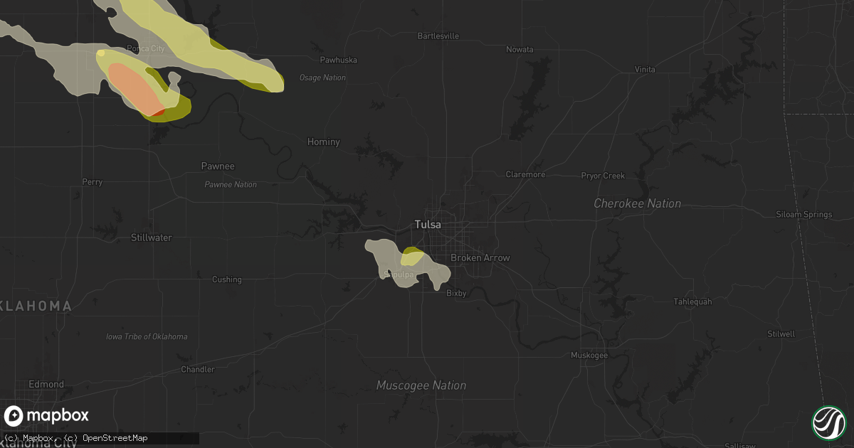 Hail map in Tulsa, OK on April 30, 2024