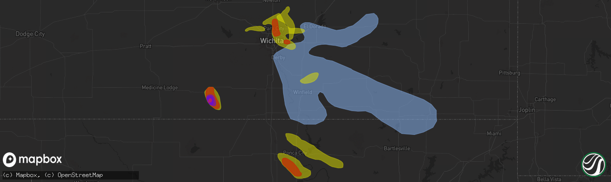 Hail map in Winfield, KS on April 30, 2024