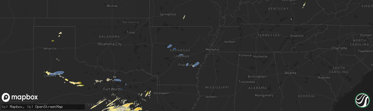Hail map in Arkansas on April 30, 2025