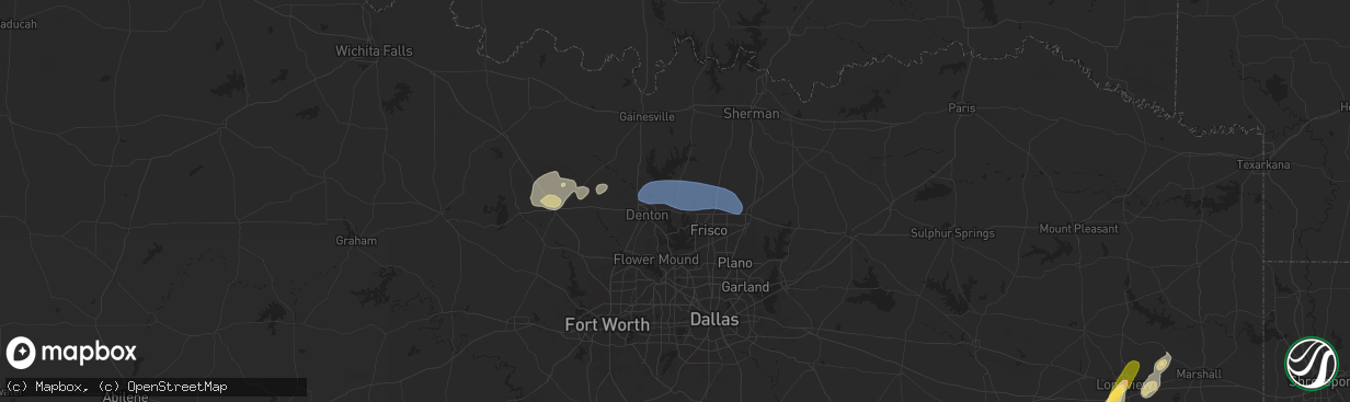 Hail map in Aubrey, TX on April 30, 2025