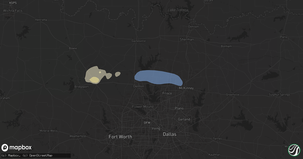 Hail map in Aubrey, TX on April 30, 2025