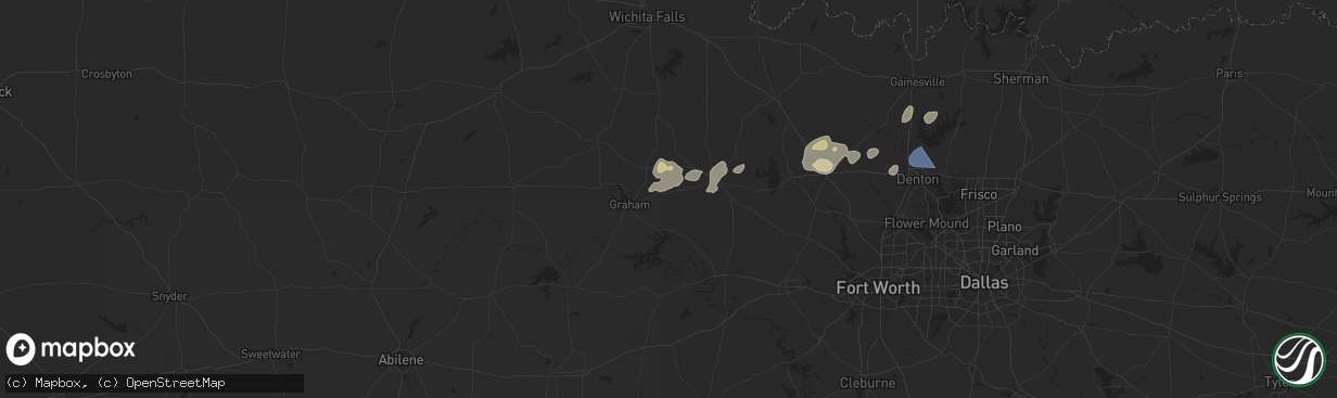 Hail map in Bryson, TX on April 30, 2025