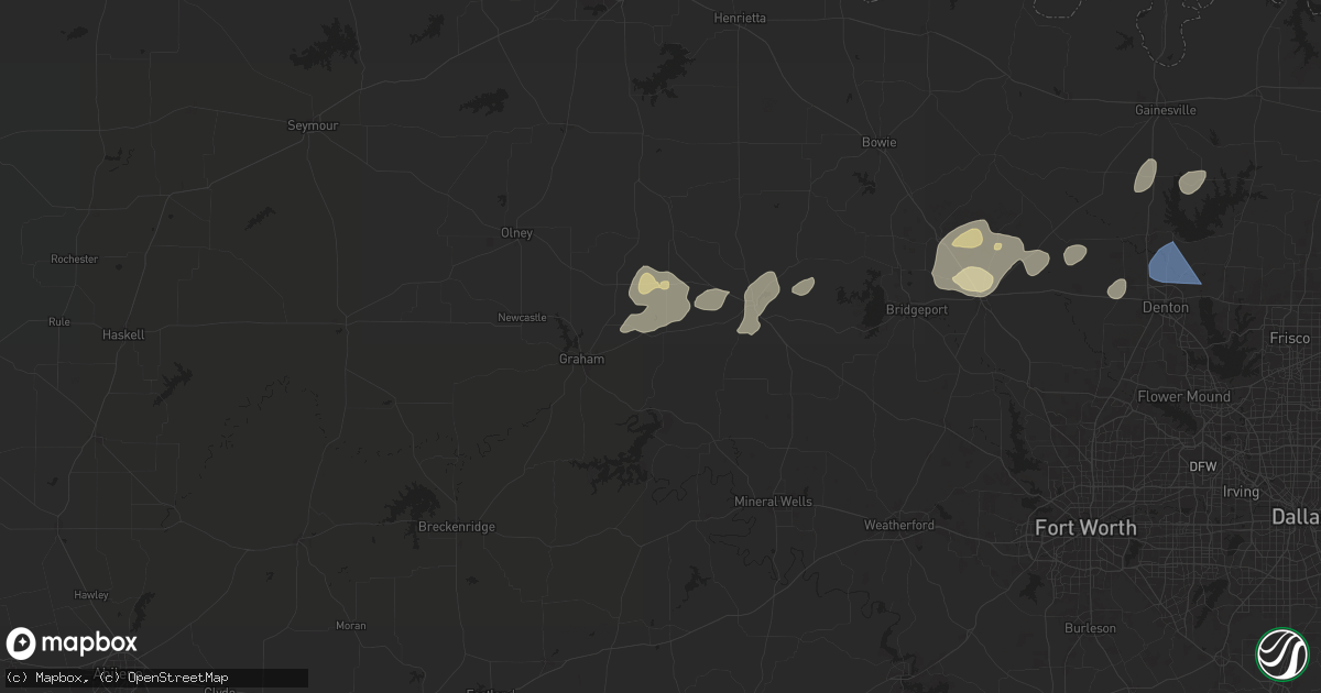 Hail map in Bryson, TX on April 30, 2025