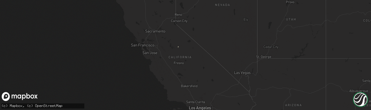 Hail map in California on April 30, 2025