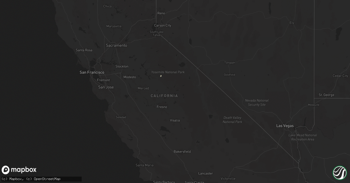 Hail map in California on April 30, 2025