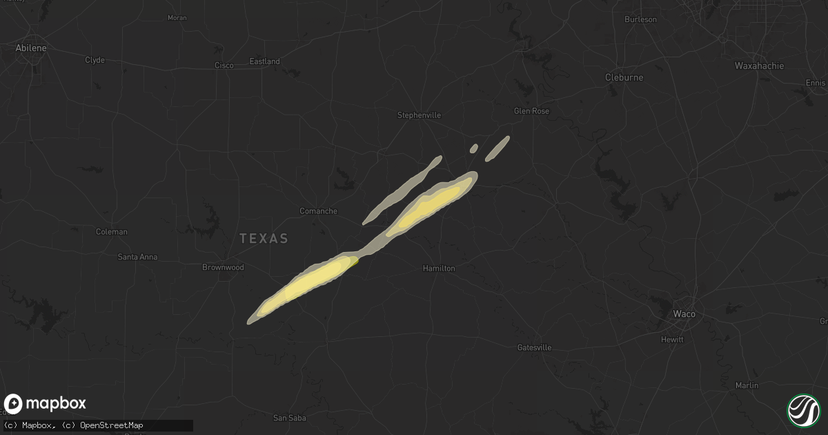 Hail map in Carlton, TX on April 30, 2025
