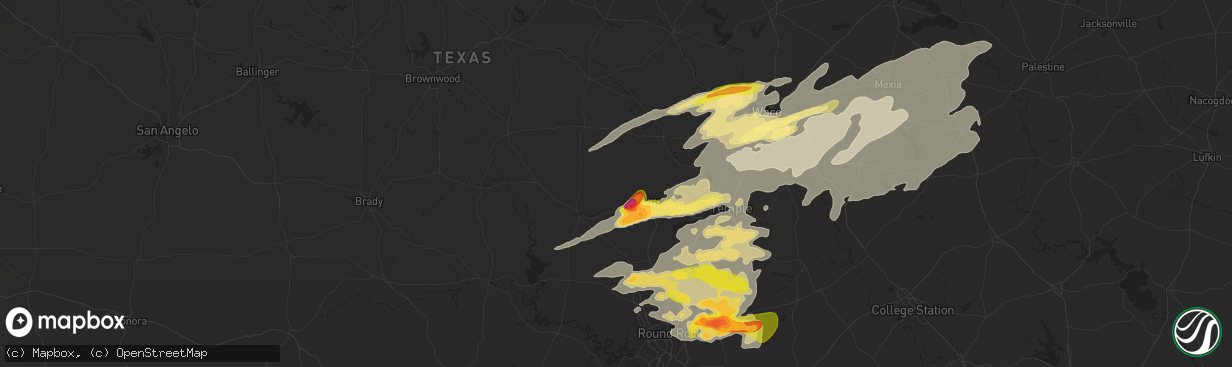 Hail map in Copperas Cove, TX on April 30, 2025