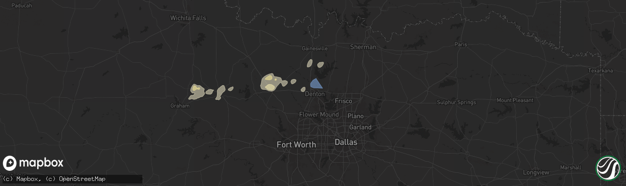 Hail map in Denton, TX on April 30, 2025