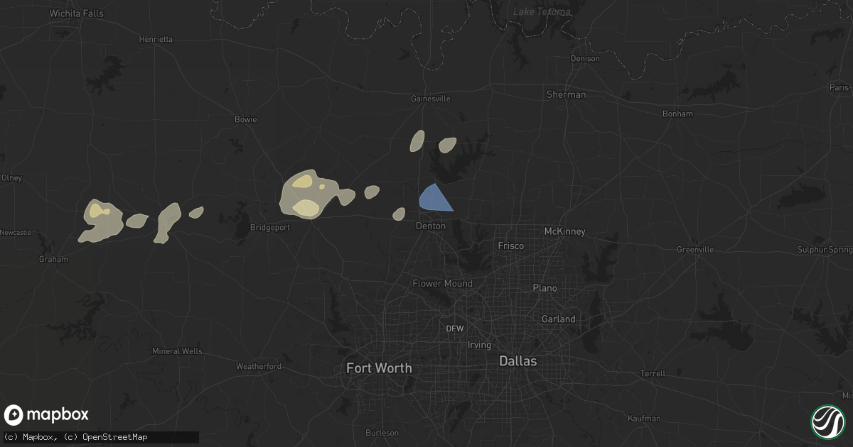 Hail map in Denton, TX on April 30, 2025