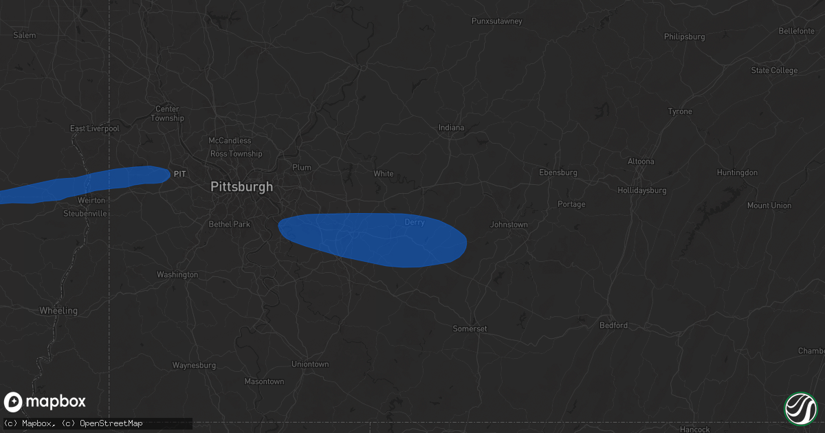 Hail map in Derry, PA on April 30, 2025