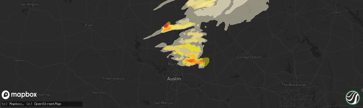 Hail map in Georgetown, TX on April 30, 2025