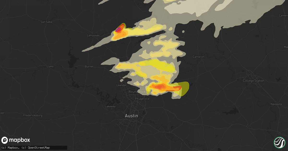 Hail map in Georgetown, TX on April 30, 2025
