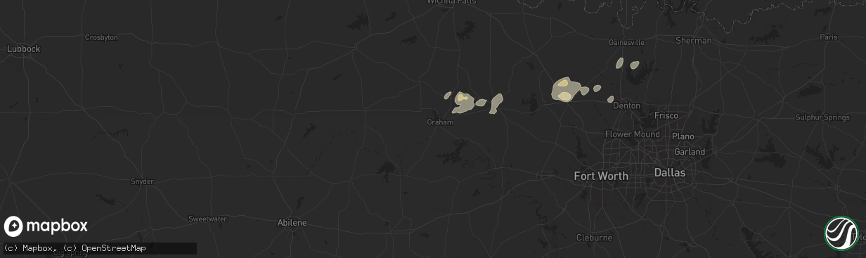 Hail map in Graham, TX on April 30, 2025