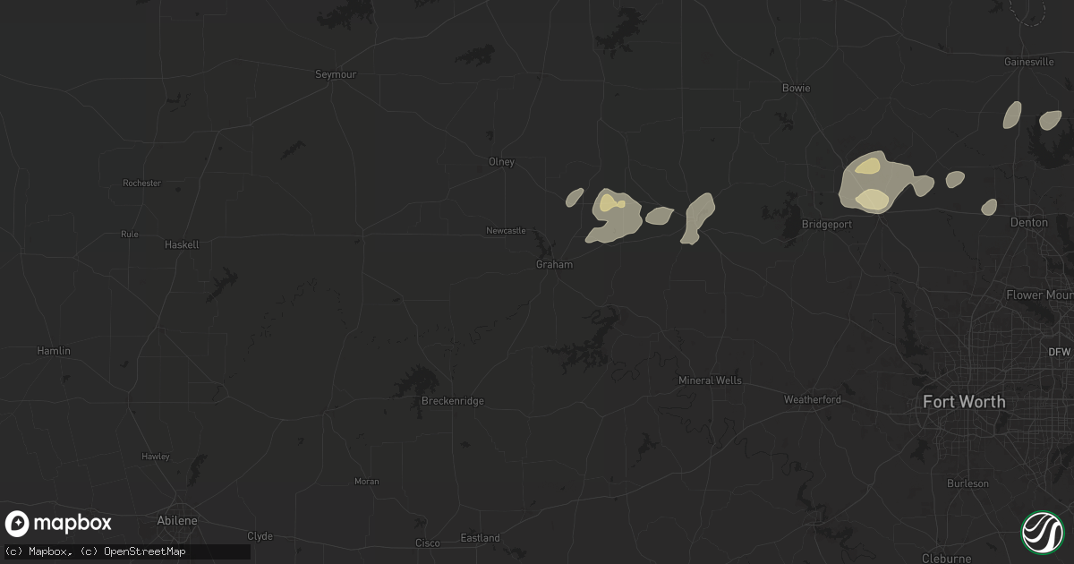 Hail map in Graham, TX on April 30, 2025