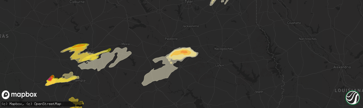 Hail map in Grapeland, TX on April 30, 2025