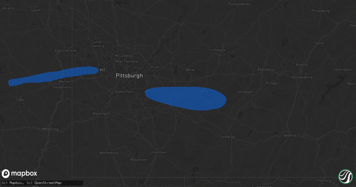 Hail map in Greensburg, PA on April 30, 2025