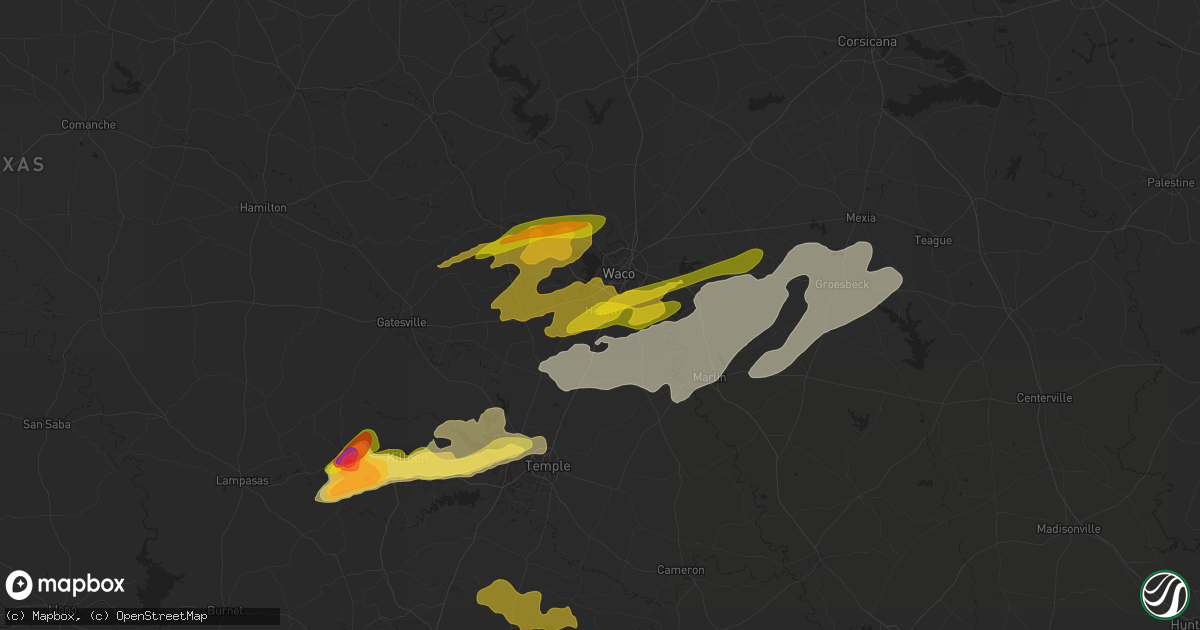 Hail map in Hewitt, TX on April 30, 2025