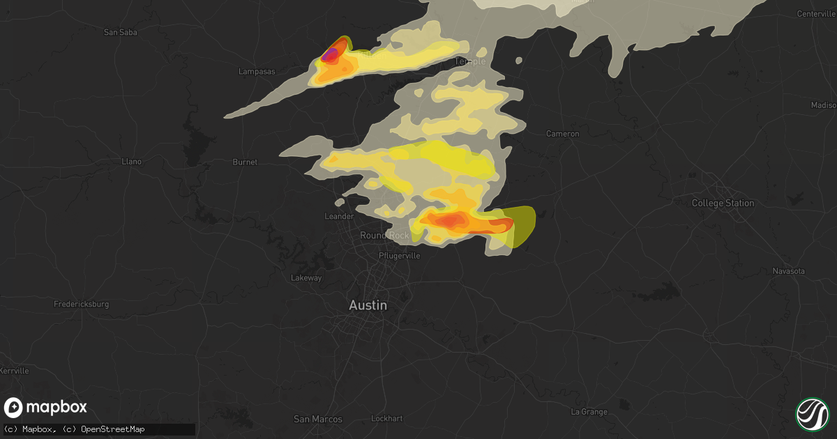 Hail map in Hutto, TX on April 30, 2025