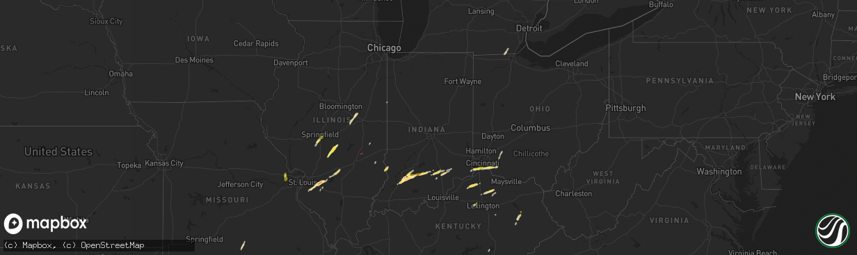 Hail map in Indiana on April 30, 2025