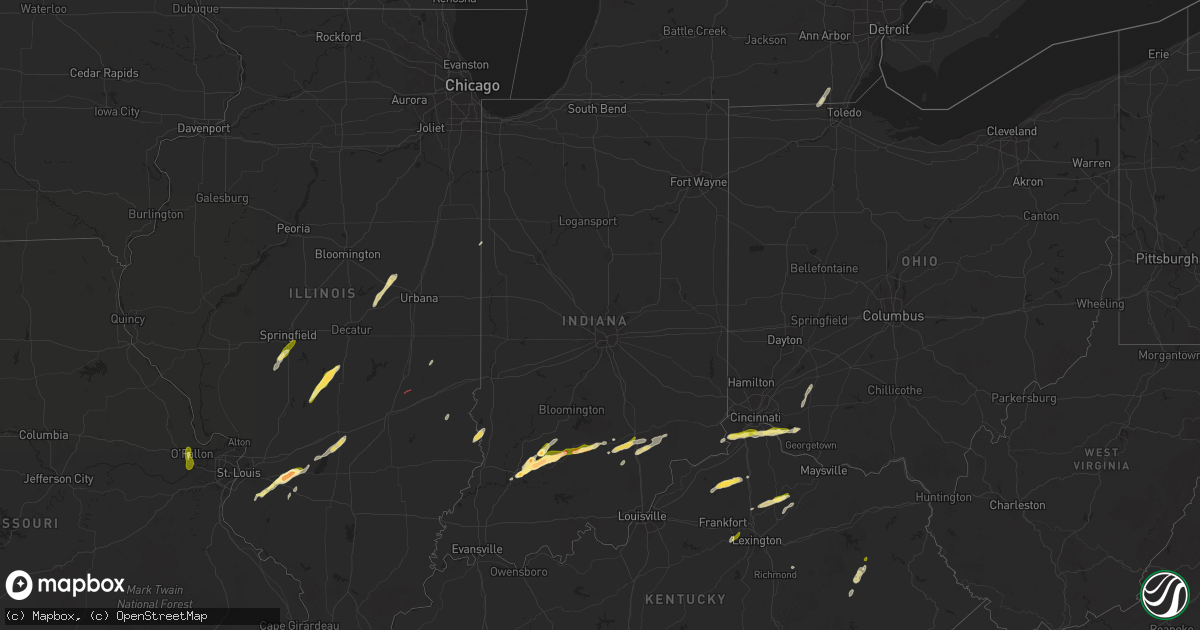 Hail map in Indiana on April 30, 2025