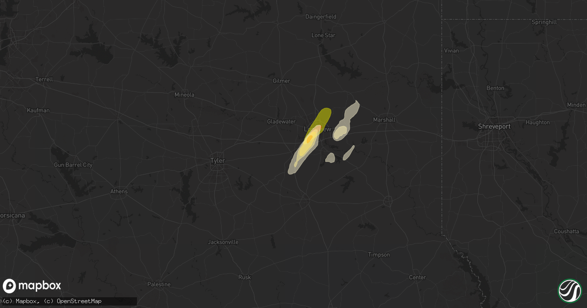 Hail map in Kilgore, TX on April 30, 2025