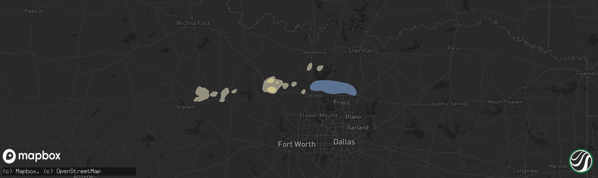 Hail map in Krum, TX on April 30, 2025