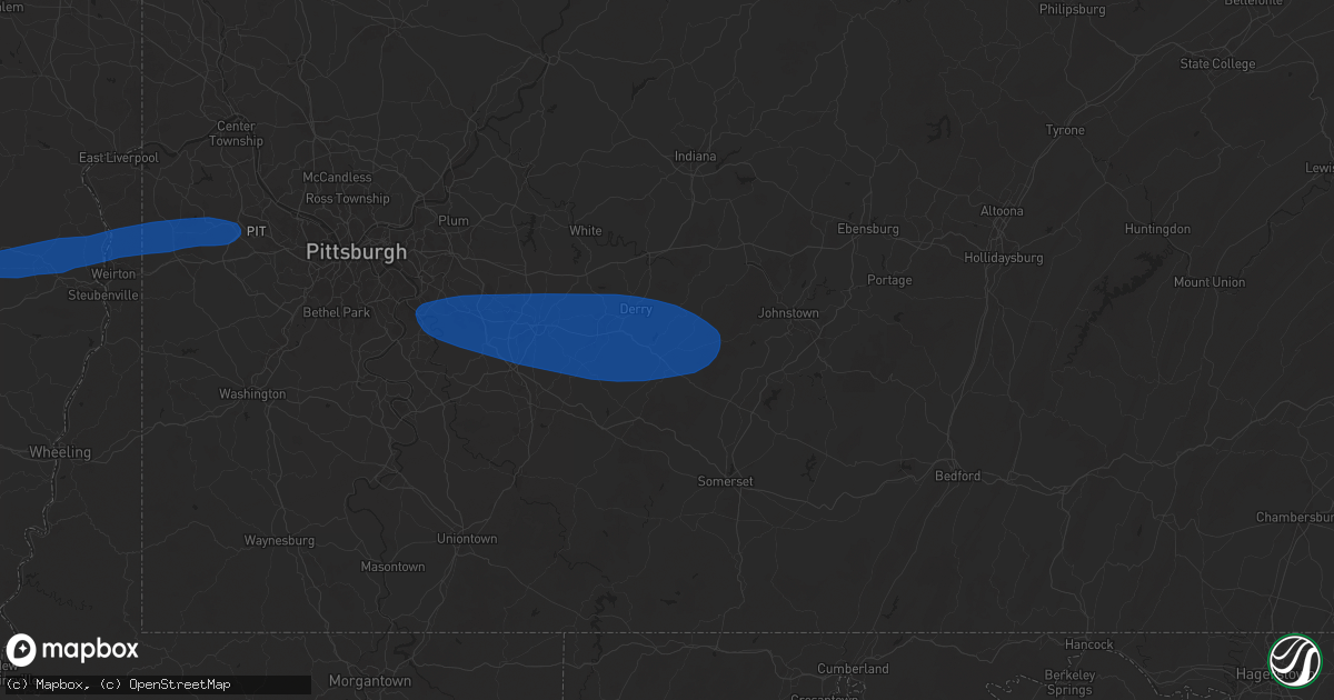 Hail map in Ligonier, PA on April 30, 2025