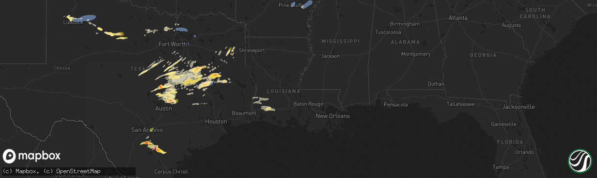 Hail map in Louisiana on April 30, 2025